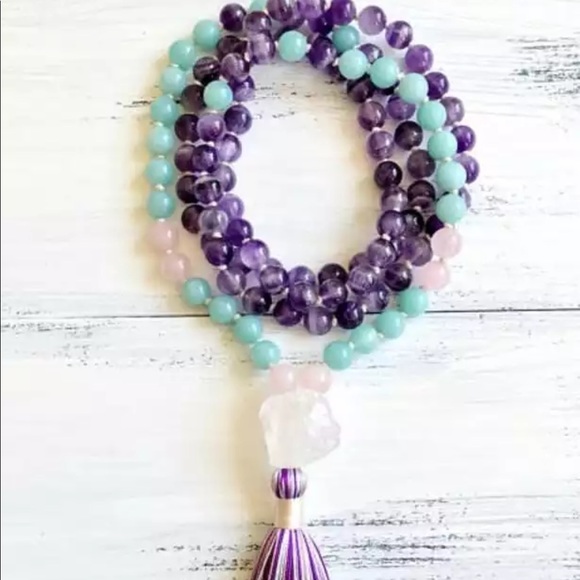 Amethyst, Aquamarine, Rose Quartz Reiki Necklace - Picture 5 of 6